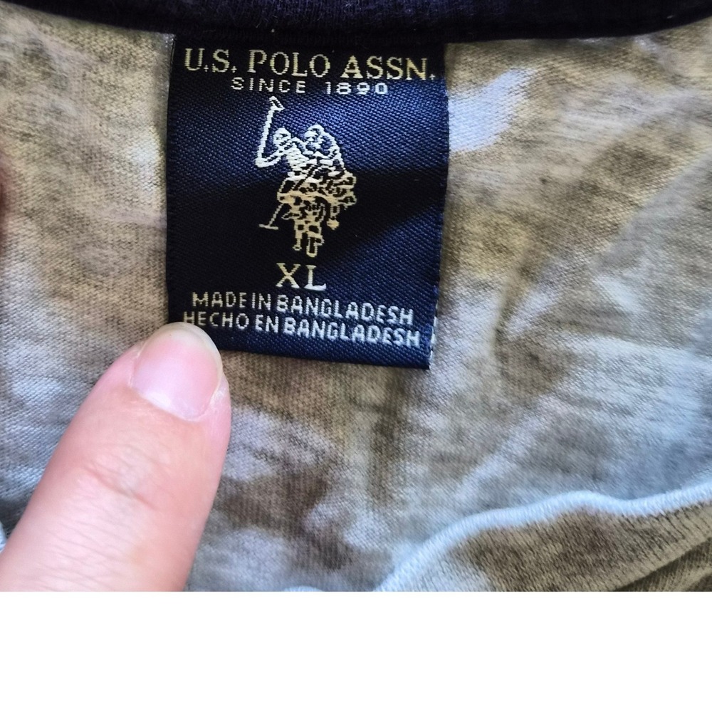 US Polo Assn Mens XL V-Neck T-Shirt Heather Gray Short Sleeve Logo Tee - Picture 3 of 4